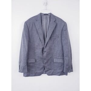 Hart Schaffner Marx Blazer Grey Tweed Two Button Wool Silk Linen Blend Size 50R